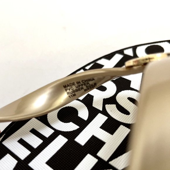 NWOB MICHAEL KORS Graphic Flip-Flop Wedge Sandals Slide On Thong Signature B&W - Picture 8 of 8